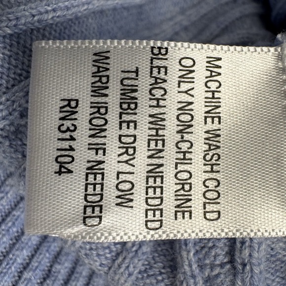 KIM ROGERS Sz M  Blue‎ 100% Cotton Pullover V-Neck Sweater Top Cable-Knit - Picture 14 of 16